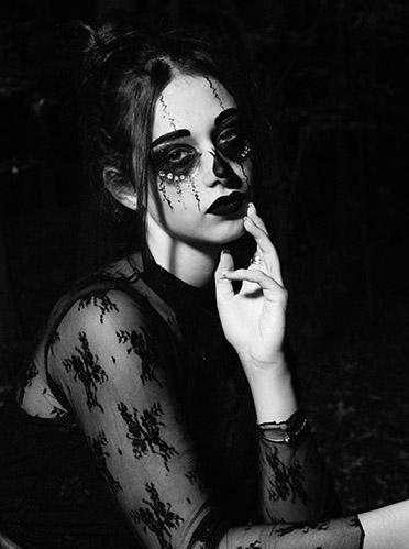 Fekete-fehér Halloween-portré